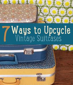 DIY+Home+Decor+Projects+-+Upcycling+|+How+to+Fabric+Covered+Vintage+Suitcase+Repurpose+Luggage Suitcase Decor, Vintage Upcycling, Diy Suitcase, Upcycle Vintage, Diy Crafts Vintage, Old Suitcases, Vintage Suitcases, Vintage Ideas, Upcycling Ideas