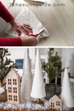 someone is making christmas trees out of paper towels