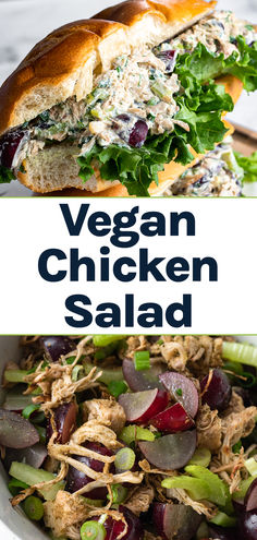 Vegan chicken salad placed in a sandwich. Mock Chicken Salad, Seitan Meals, Vegan Proteins, Mock Chicken, Seitan Chicken, Homemade Seitan, Chicken Salad With Grapes