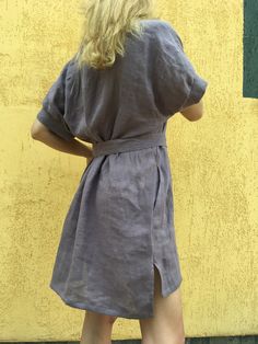 "Loose linen tunic with pockets. Great choice when you need comfortable and stylish outfit combination. You can wear it with trousers, leggings, shorts, skirts. The good thing about tunics is that you can wear them also by themselves with nothing or for example as beach cover ups. Linen tunic dress is perfect for warm days and vacation. As linen regulates body temperature, is lightweight and really absorbent, which makes it the perfect fabric for summer. ABOUT Length of this linen tunic in front Relaxed Fit Linen Tunic Dress, Linen Day Dresses With Pockets, Linen Dresses With Pockets For Daywear, Daywear Linen Dress With Pockets, Spring Linen Beach Dress With Pockets, Relaxed Fit V-neck Linen Dress With Pockets, Relaxed Fit Dresses With Pockets For Vacation, Summer Linen Tunic Dress, Relaxed Fit Short Sleeve Tunic With Pockets