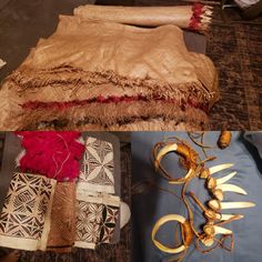 several different types of cloths, scissors and other items