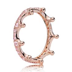 Give your fingers the royal treatment with this pretty Pink Sparkling Crown Ring. Finely plated with 14K rose gold, this princess-perfect piece features a regal crown design set with sparkling pink cubic zirconia. Wear it on its own for simple elegance or make a majestic statement by pairing it with other crown rings. Pandora Rose Gold, Pandora Pink, Pandora Rose, Pandora Rings, Crown Design, Crown Ring, Pink Ring, Pandora Bracelets, Ring Fit