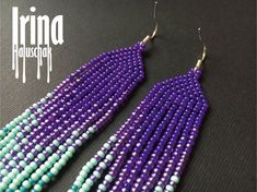 Dark violet beaded earrings Turquoise seed bead earrings Gradient long beaded earrings Czech beads tassel earrings Long boho earrings Indian Purple Beaded Fringe Drop Earrings, Purple Earrings With Beaded Fringe, Bohemian Purple Earrings With Tiny Beads, Purple Jewelry With Beaded Fringe And Round Beads, Purple Beaded Earrings With Tassels For Gift, Purple Beaded Earrings With Tassels, Purple Dangle Beaded Earrings With Spacer Beads, Purple Beaded Tassel Earrings Gift, Handmade Purple Tassel Earrings With Round Beads