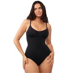 Never Worn! Shapellx Bodysuit For Women Tummy Control Shapewear Seamless Sculpting Shaper Powerconceal Ultra Comfy Body Shaper In Size Xs/S Selling Because It No Longer Fits - Has Never Been Worn Backless Black Smoothing Bodysuit, Black Smoothing Backless Bodysuit, Black Seamless Shapewear Swimwear, Black Seamless Full Coverage Bodysuit, Seamless One-piece Shapewear Bodysuit, Black Stretch Backless Shapewear, Supportive Seamless Shapewear Bodysuit, Shaping Solid Bodysuit Bra Friendly, Seamless Camisole Bodysuit Shapewear