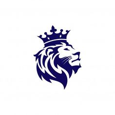 a lion with a crown on it's head is seen in this logo design