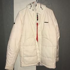 Gently Used Very Warm Worn In Negative Degree Weather And Couldn’t Feel Any Of The Chill **Accepting Reasonable Offers** White Puffer Jacket For Winter Streetwear, White Outdoor Outerwear With Pockets, White Hooded Puffer Jacket For Streetwear, White Hooded Puffer Jacket For Winter Sports, Casual Winter White Puffer Jacket For Outdoor, White Long Sleeve Puffer Jacket For Winter Sports, White Hooded Sporty Puffer Jacket, White Hooded Puffer Jacket With Pockets, White Puffer Jacket For Winter Sports In Fall