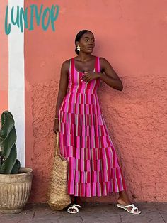 45150784454907|45150784487675|45150784520443 Brazil Dress, Kitenge Designs, Robe Women, Elle Dress, African Print Clothing, Lady Fashion, Holiday Beach, Summer Outfit Inspiration, Striped Maxi