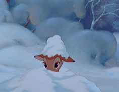 an animated sheep is standing in the snow