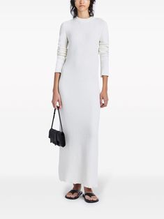 Ladies Day Dresses, Maxi Dress White, Knit Maxi Dress, Halter Midi Dress, Cotton Maxi, Maxi Dress Cotton, Maxi Knit Dress, White Maxi Dresses, Proenza Schouler