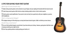 an acoustic guitar is shown with instructions on how to tune it and what to use