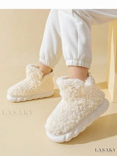 Lasaky - Premium Winter Plush Thick-Soled Cambodian Slippers for Cozy and Slip-Resistant Home Wear Fleece Boots, Warm Shoes, Winter Ankle Boots, Warm Boots, Fur Slippers, Spike Heels, Slippers Cozy, Cozy Fits, Round Toe Heels