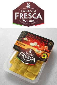 pasta in a plastic container with the label fresca on it and an image of cheese