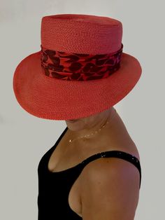 This super cute, vintage, floppy hat belonged to my grandmother in the 1940 - 1950's. Retro Red Beach Hat, Elegant Red Sun Hat For Beach, Red Summer Hats For Garden Party, Retro Red Summer Hats, Vintage Fitted Fedora For Summer, Red Vintage Hat For Vacation, Vintage Red Hat For The Beach, Vintage Red Hat For Vacation, Red Brimmed Sun Hat For Kentucky Derby