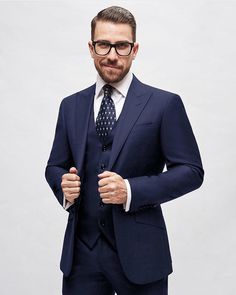 Mens Business Suits, Navy Three Piece Suit, Navy 3 Piece Suit, Mens Suits Navy, Suits Business, Tweed Men, Made To Measure Suits, Men's Business Suits