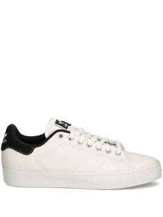 white canvas/calf suede panelled design front lace-up fastening contrasting branded heel counter signature 3-Stripes logo logo patch at the tongue round toe branded insole flat rubber sole Balenciaga Track, Sneakers Blue, White Flats, Derby Shoes, Athletic Sneakers, Espadrille Shoes, White Canvas, Nike Jordan, White Sneakers