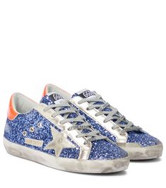 Golden Goose Sneakers, Shoe Inspo, Golden Goose Shoes, Golden Goose Deluxe Brand, Super Star, Sneakers Blue, Orange Leather, Online Shops, Dream Shoes