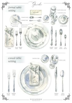 a table setting with silverware and place settings