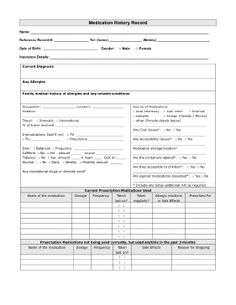 Medication History Printable Medical Form, free to download and print Records Organization, Family Medical History, Family Health History, Genealogy Ideas, Printable Forms, Medical Binder, Genealogy Organization