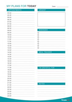 a printable daily planner with the words, my plans for today and an image of a