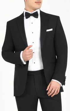 A busy social calendar requires a classic black tuxedo jacket that will always look sharp, and our Black Tuxedo Jacket with Notch Lapel is expertly made to save you investing again at a later date. Expertly tailored in our classic fit, it's cut from beautifully soft black fabric with a hint of elastane for added comfort. Trimmed with tonal satin trims, it takes the guesswork out of dressing for black-tie events. Team with the matching trousers and a crisp white dress shirt for a classic formal look. Please Note: All jacket pockets may have been finished with holding stitches. To open the pockets carefully unpick the stitches. Classic Black Tuxedo, Wing Collar Shirt, Black Tie Tuxedo, Black Tuxedo Jacket, Harris Tweed Jacket, Burgundy Tuxedo, Black Dinner, Social Calendar, Black Suit Wedding