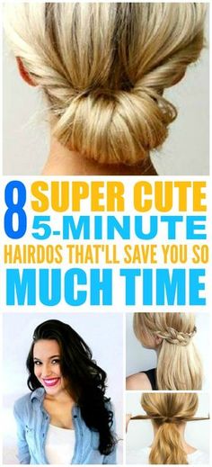 Five Minute Hairstyles, Cute Quick Hairstyles, Short Hair Styles For Round Faces, Easy Hairstyles For Long Hair