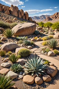 some plants and rocks in the desert