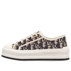 (WMNS) DIOR Walk'N'DIOR Platform 'Deep Blue' KCK385OBE-S56B Tenis Dior, Dior Clothes, Dior Sneakers, Embroidered Canvas, Womens Athletic Shoes, Dior Shoes, Louis Vuitton Men, Louboutin Shoes, Party Fashion