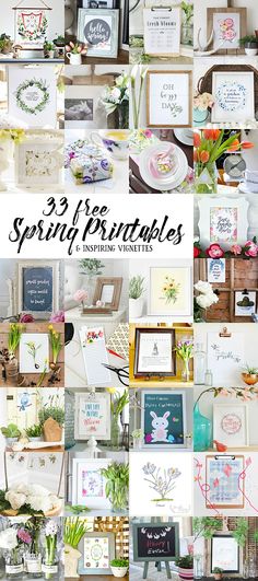 a collage of cards and pictures with the words spring printables