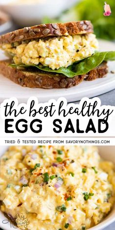 the best healthy egg salad recipe is on this plate and it's ready to be eaten