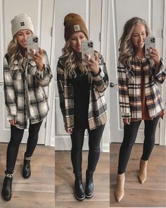 Layered Plaid Outfits, Hooded Plaid Shirt Outfit, Woman’s Flannel Outfit, Plaid Women Outfit, Flannel Jackets For Women, Plaid Jacket Womens Outfit, Oversized Flannel Outfits Work, Winter Plaid Shirt Outfit, Tan And Black Flannel Outfit