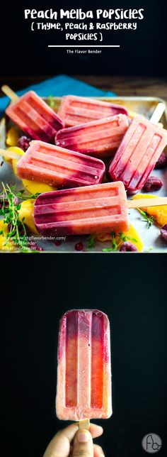 popsicles made with fresh melon and raspberry are ready to be eaten