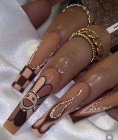 Long Birthday Nails Inspiration, Black And Brown Nails Design, Brown Nails Acrylic Design, Baddie Square Nails, Red Square Nails Design, Baddie Simple Nails, Brown Nails Acrylic, Fall Sets Nails, Fall Nails Halloween