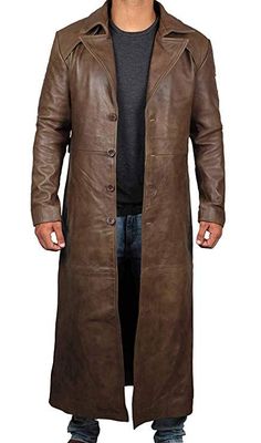 Brown Trench Coat Men, Winter Trench, Elegant Jacket, Black Leather Coat, Long Overcoat