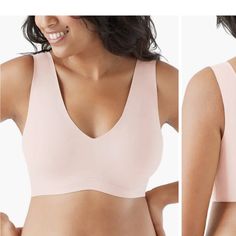 Supersoft Fabric And A Wireless Design Give You The Support You Need In This V-Neck Bralette That Hugs Curves And Disappears Under Clothing. Lined, With Soft Removable Cups 77% Nylon, 23% Elastane Hand Wash, Line Dry Imported Pink Stretch V-neck Bra, V-neck Bra For Loungewear, Fitted V-neck Bra With Soft Touch, Stretch Pink V-neck Bra, Pink V-neck Stretch Bra, Feminine V-neck Bra, Women's Intimates, Hand Washing, Bralette