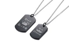 Engravable Crown King Queen Couple Necklaces Set – Loforay Personalized Black Pendant Jewelry, Personalized Black Pendant Necklace, Black Engraved Necklaces For Anniversary, Engraved Black Necklaces For Anniversary, Black Laser Engraved Jewelry For Personalized Gift, Personalized Black Laser Engraved Jewelry, Black Pendant Necklace For Anniversary Gift, Black Pendant Jewelry For Personalized Gift, Black Pendant Necklace For Personalized Gift