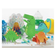 Dinosaur Party Table Decoration Kit - Stesha Party Dinosaur Birthday Decorations, Dinosaur Baby Shower Theme, Paper Centerpieces, Dinosaur Party Decorations, Dinosaur Party Supplies, Party Table Centerpieces, Dinosaur Party Favors, Dinosaur Themed Birthday Party, Table Decorating