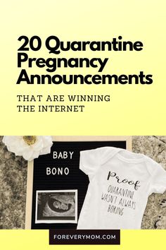 an image of baby clothes with the title 20 quarantime pregnancy announcements that are winning the internet