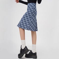 This midi skirt features a classic blue plaid pattern in an A-line silhouette. It has a fitted waistband and falls to the knee, offering a clean, structured look Size:• S: Waist: 64cm/ 25.2 in, Length: 63cm/ 24.8 in• M: Waist: 68cm/ 26.8 in, Length: 64cm/ 25.2 in• L: Waist: 72cm/ 28.3 in, Length: 65cm/ 25.6 inMaterial: Polyester Casual Fitted Plaid Skirt, Blue Pencil Skirt For Fall, Casual Midi-length Pencil Skirt For Fall, Blue Pencil Skirt For Workwear In Fall, Blue Fall Pencil Skirt For Work, Plaid Pencil Skirt For Spring, Plaid Pencil Skirt For Spring Season, Plaid Midi Skirt Casual Style, Casual Plaid Midi Skirt