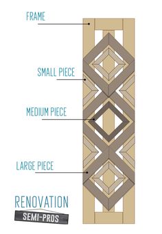 the diagram shows how to make a decorative wall panel with different shapes and sizes, including lines