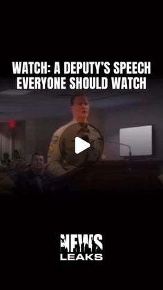 a man standing in front of a microphone with the caption watch a depty's speech everyone should watch