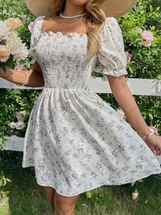 Cute Comfy Dresses, Cute Outfits With Dresses, Summer Dresses Shein, Cute Shein Dresses, Cute Summer Dresses For Teens, Cute Sun Dresses, Summer Dresses Floral, Cute Spring Dress, Cute Spring Dresses