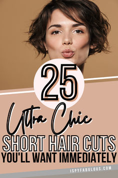 Short hair can be sleek and elegant or funky and spunky. Find the right short hair cut for you in this line-up of great short hair cuts for women. From gray pixies to dimensional a-line bobs that slice the shoulders, there's a short hair cut in here for everyone. Click on the link to head to the blog post to see all the short hair cuts. Shoet Hair, Layered Bob With Bangs, Layered Bob Short