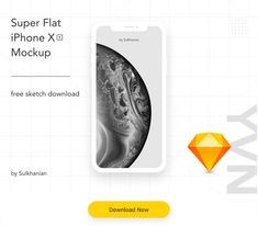 the iphone x mockup is shown with an orange diamond