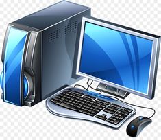 a computer with a keyboard, mouse and monitor clipart png image transparent background