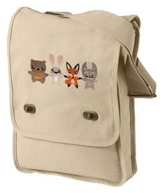 Four woodland creatures hold hands in this sweet, repeatable design.AUTHENTIC PIGMENT FIELD BAG• 100% cotton canvas• Heavy enzyme-washed• Cotton webbing straps• Front flap with antique brass turn-buckles• Inside hanging zippered pocketSize:One Size12"W x 16"H x 3 1/2"D.Design Size is6.89"(w) x 3.07"(h)***Colors of thread in embroidery design, along with material the design is one, may very slightly due to computer screen color variations and possible changes in dye lots. The design image is from Beige Cotton Satchel For School, Cute Canvas Shoulder Bag With Adjustable Strap, Cute Cotton Bags With Adjustable Strap, Beige Cotton Satchel With Adjustable Strap, Vintage Cotton Canvas Bag With Adjustable Strap, Field Bag, D Design, Small Journal, Hold Hands