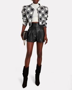 INTERMIX Private Label Kitty Faux Leather Shorts In Black | INTERMIX® Chic Leather Bottoms, Modern Structured Bottoms For Spring, Chic Structured Bottoms For Fall, Faux Leather Shorts Outfit, Leather Shorts Outfit, Faux Leather Shorts, Leather Shorts, Zadig And Voltaire, Private Label