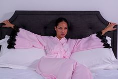 old hollywood kimono robe Pink Satin Robe With Satin Finish, Long Sleeve Satin Kimono For Loungewear, Satin Sleepwear With Kimono Sleeves, Pink Elegant Kimono For Loungewear, Elegant Pink Kimono For Loungewear, Pink Wrap Kimono For Loungewear, Pink Feminine Robe For Sleepover, Feminine Pink Robe For Sleepover, Pink Long Sleeve Satin Robe