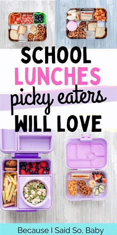 school lunches with text overlay that reads school lunches picky eaters will love because i said so baby