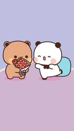 two cartoon bears eating some food together