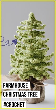 a crocheted christmas tree with the words farmhouse christmas tree crochet on it